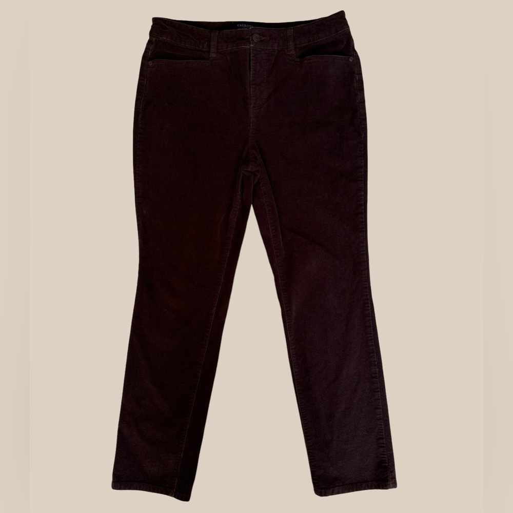 Talbots Simply Flattering Straight Brown Corduroy Pants SZ 12 Academia Preppy